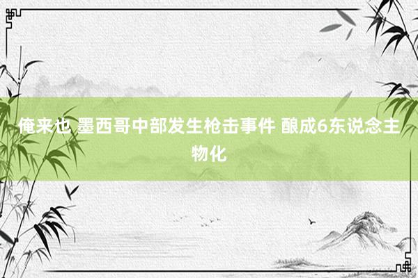 俺来也 墨西哥中部发生枪击事件 酿成6东说念主物化