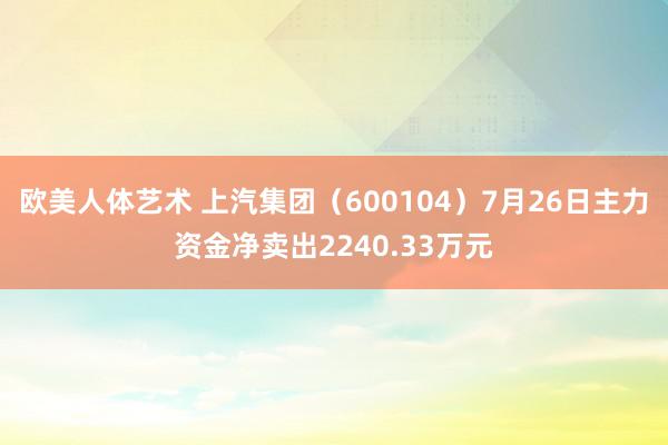 欧美人体艺术 上汽集团（600104）7月26日主力资金净卖出2240.33万元