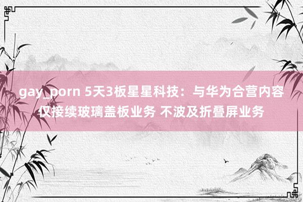 gay_porn 5天3板星星科技：与华为合营内容仅接续玻璃盖板业务 不波及折叠屏业务