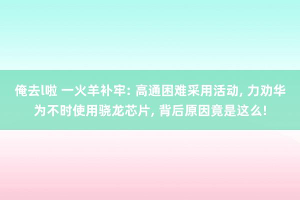 俺去l啦 一火羊补牢: 高通困难采用活动, 力劝华为不时使用骁龙芯片, 背后原因竟是这么!