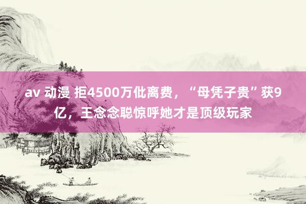 av 动漫 拒4500万仳离费，“母凭子贵”获9亿，王念念聪惊呼她才是顶级玩家