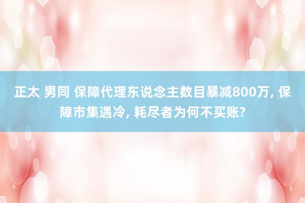 正太 男同 保障代理东说念主数目暴减800万, 保障市集遇冷, 耗尽者为何不买账?